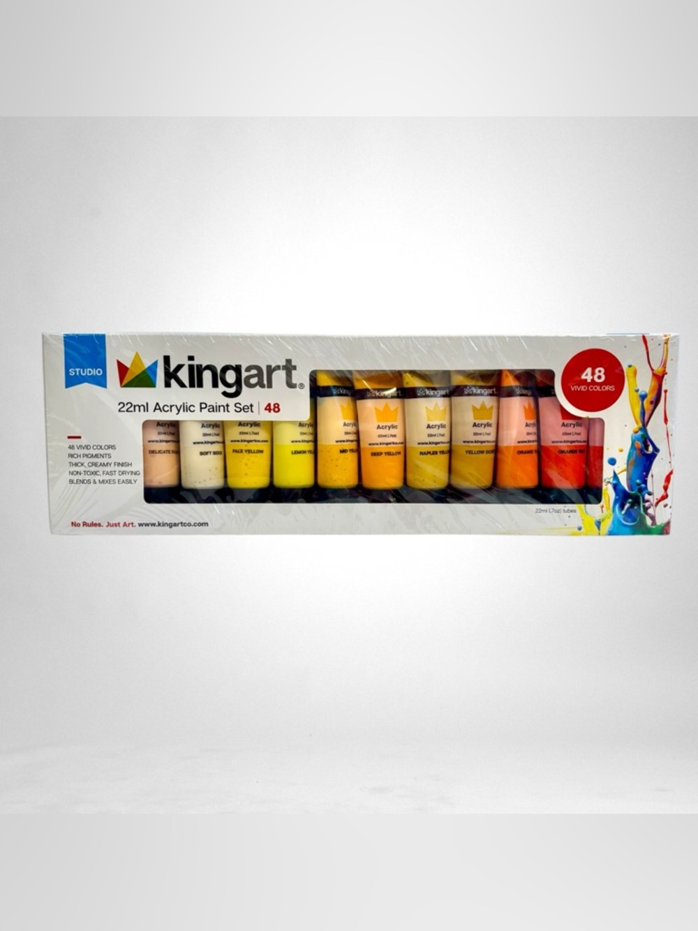 KINGART Studio 22ml Acrylic Paint 48 Vivid Colors Rich Pigments Thick Creamy